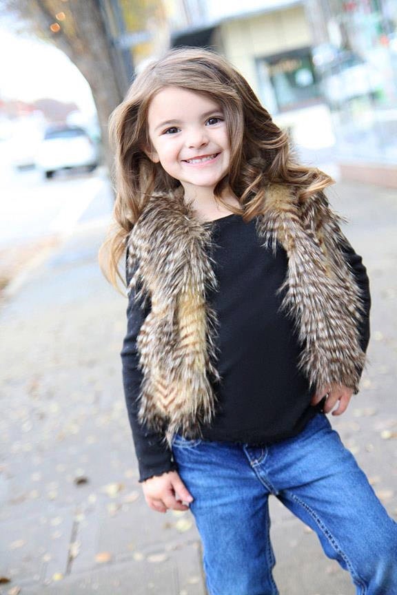 dress shower baby designer Girls Fur by Vest Faux Great Brown/Caramel mazieandivie Fur