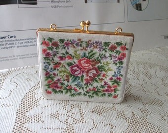 Margrit Raebsamen Rose Needlepoint bag Evening purse Floral white 50s ... Margrit Raebsamen Rose Needlepoint bag Evening purse Floral white 50s ...