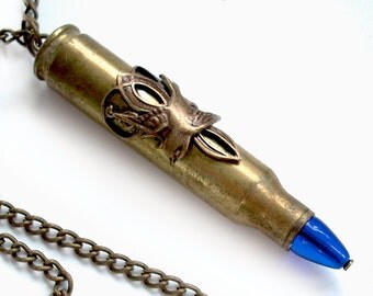 True Flight - Bullet Jewelry Steampunk Bullet Necklace - Extra Long Chain