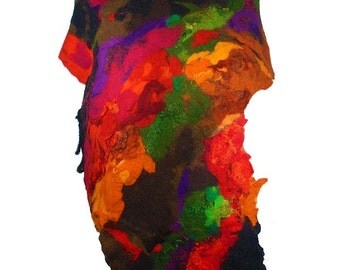 Felted Scarf Multicolor Scarf Nunofelt Scarf Long Wrap Wool Scarves Felt Nunofelt Nuno felt Silk Rainbow Eco shawl Fiber Art