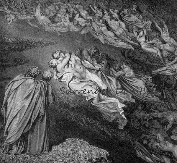 Paolo Francesca Souls Speak To Dante Inferno Canto 5 Engraving