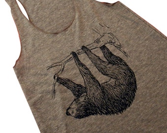 SLOTH Tank Top - American Apparel Tri-Blend Tank - Available in sizes S, M, L