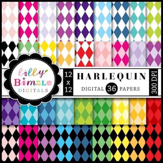 60% off Harlequin Diamond digital Papers for scrapbooking, cards, crafts 36 papers Il_570xn