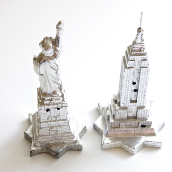 New York City Salt and Pepper Shakers Metal Empire by regansbrain