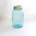 Ball Mason Jar - Blue with a Gold Kerr Removable Lid - Vintage