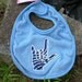 ASL Sign Language I Love You Symbol Bib - Blue and White Batik