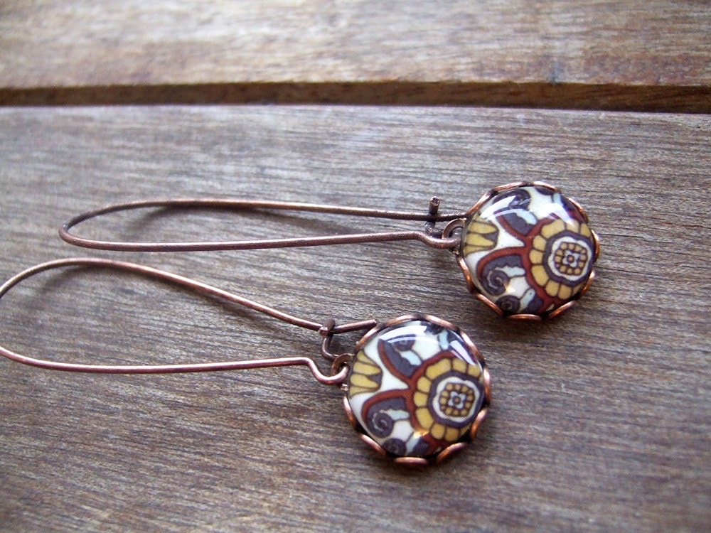 California Arts and Crafts vintage tile design cabochon