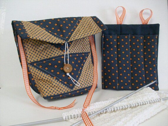 Quilted Knitting Crochet Case Project Bag Sock Scarf Mitten