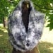 Ladies Cowl Capelet Black and White Knit Shawl or Scarf
