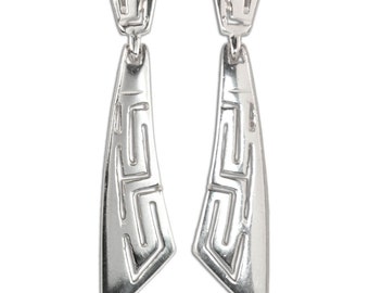 Meander-Greek Key - Sterling Silver Pierced Earrings