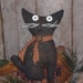 Primitive Grungy Halloween Spooky Black Kitty Cat Bowl Filler Ornie Ornament Shelf Sitter Tuck Doll