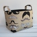 Storage and Organization - Where's my 'stache - Fun Mustaches Fabric Organizer Bin Storage Container Basket