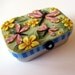 Dragonfly Garden Sewing Needle Case Hinge Top Tin