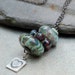 Lampwork Glass Beaded Lariat Necklace Boro Beads Jewelry Green Love