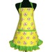Floral Kitchen Apron, Tulips on Yellow, Retro Hostess Style with Ruffle