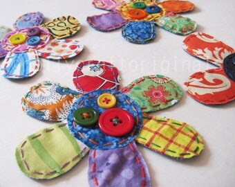 Flower Appliques, Scrapbook Flowers, Flower Embellishments, Fabric Flower Patch - Up to a set of 4 YOUR Choice/Made to Order