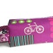 Boxy Bag Knitting Project Bag - Bicycle on purple
