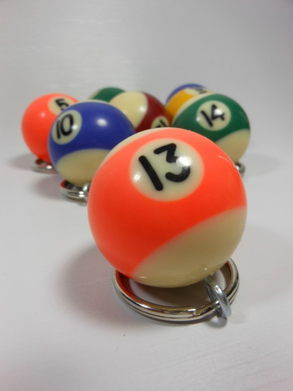 BILLIARD BALL KEYCHAIN Lucky Number 13 Small Pool Ball Key
