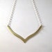 Brass Chevron Necklace, Brass Chevron Sterling Silver Chain Necklace, Modern Brass Jewelry