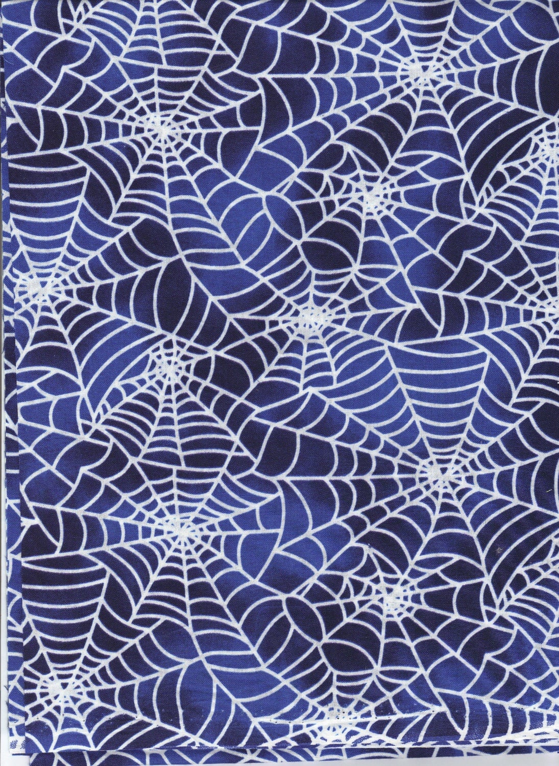 HALLOWEEN Fabric 1 Yard Of Blue And White GLOW In The DARK