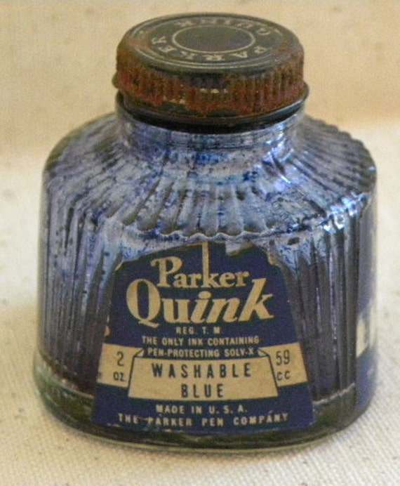 Items similar to Vintage Parker Quill Pen Ink Quink Bottle on Etsy