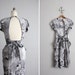 on hold - vintage open back static rose print dress