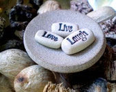 Inspirational Quote Message Stones in Ceramic Dish, Live Love Laugh Inspirational Quote Message Stones in Ceramic Dish, Live Love Laugh