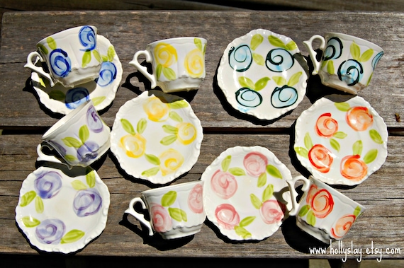 Tea Party Favors // Personalized Tea Cups Handpainted..