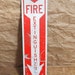 Vintage Metal Fire Extinguisher Arrow sign Red white