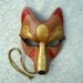 Brown and Gold Kitsune Mask... Handmade Leather Japanese Fox Mask