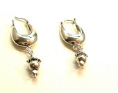 All Sterling Silver Earrings Small Earrings Hoop Earrings with Dangle Click In Hoops E907-02A