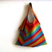 spring striped sling tote - linen tote bag