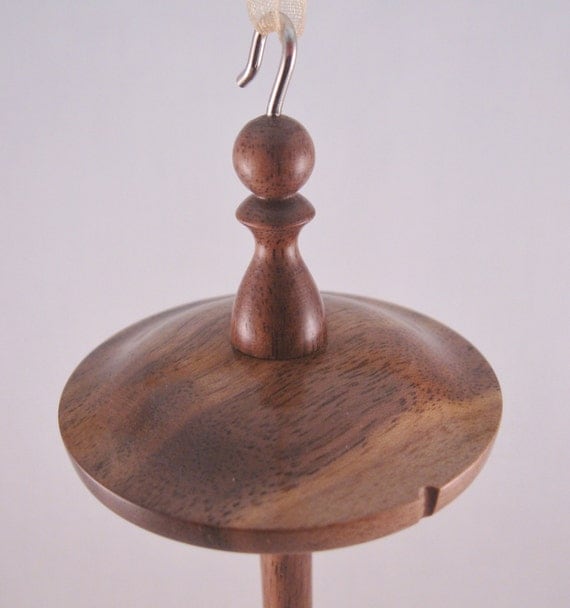 Lace weight Walnut drop spindle by TexasJeans