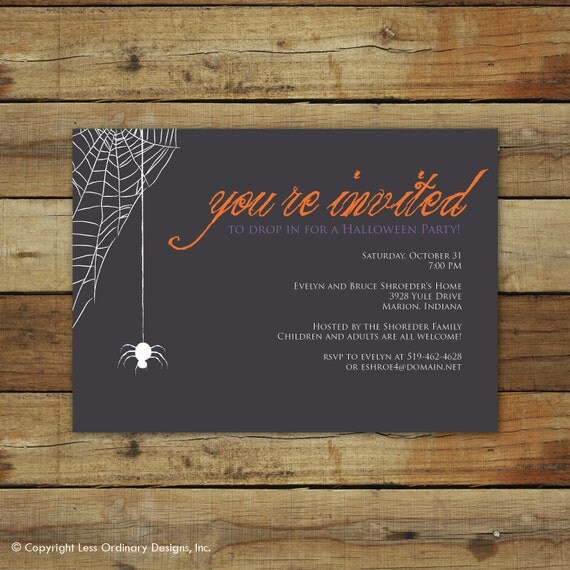 Drop in . . . Halloween Party invitation spider web