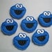 Blue Monster that Loves Cookies Embroidered Applique - Feltie - 120