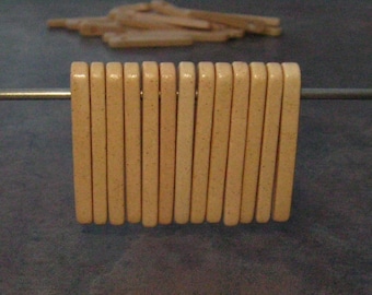 Mykonos Greek Ceramic Beads - 10 Bone Skinny Spike Beads