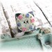Vintage Mother of Pearl Button Ring Hand Painted Shabby Chic Blue Pink Roses Dark Patina Filigree