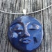 Man in the Moon Ceramic Pendant - Navy Blue