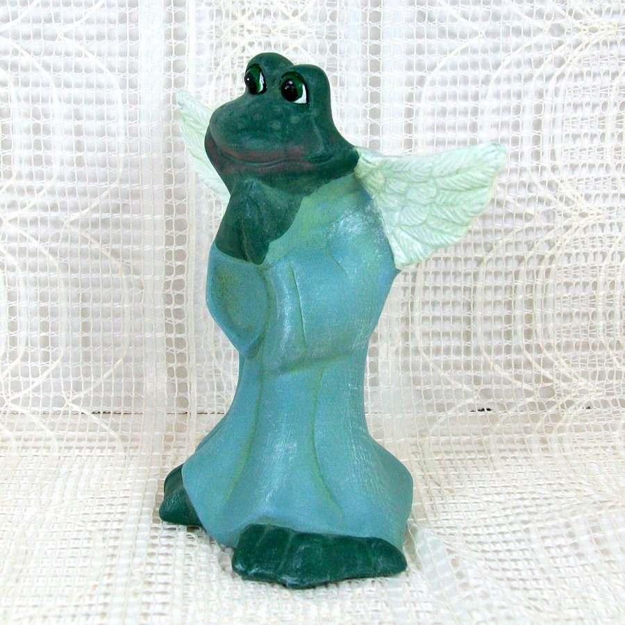 Ceramic Frog Angel Figurine Felicia the Angelic Frog