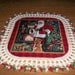 Crocheted Christmas Doily Santa Delivering Presents and Treat for the Dogs 22 inches Fabric Center Crocheted Edge Doilies