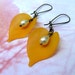 Golden yellow Fall earrings Petal leaf earrings Nature jewelry Fashion
