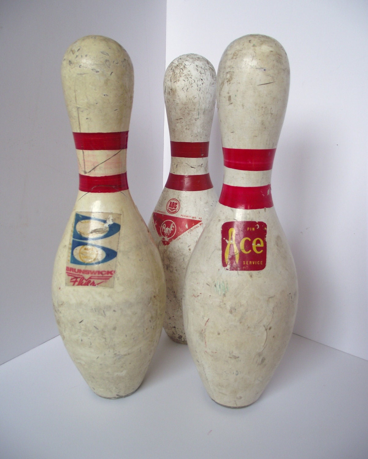 Vintage Bowling Pins Set of Three Instant Collection Retro