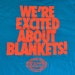 vintage 80s tee shirt EXCITED ABOUT BLANKETS beacon bedding neon teal t-shirt Medium funny random wtf