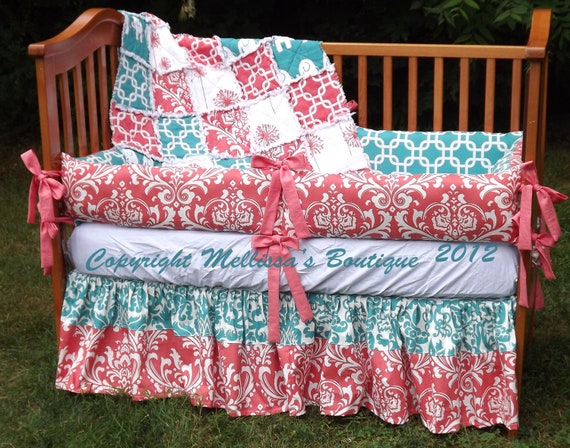 Custom Boutique Coral and Turquoise Palette Baby Nursery Custom Boutique Coral and Turquoise Palette Baby Nursery