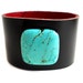 Black Patent Leather Cuff with Turquoise Colored Bead