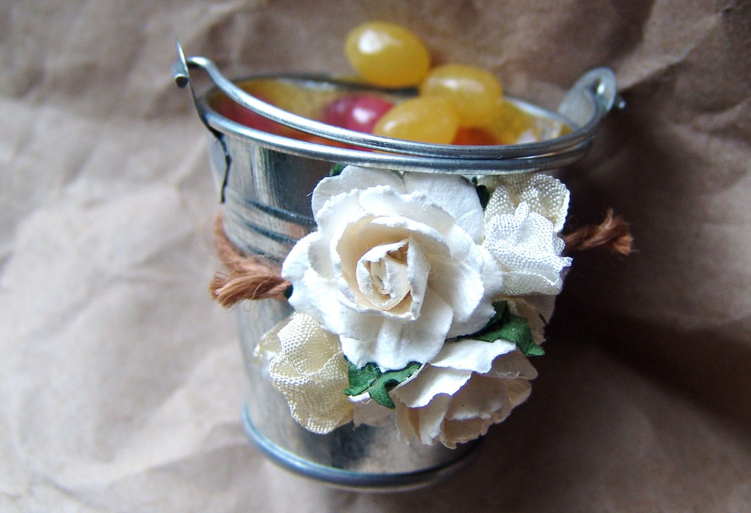 Rustic Wedding decor favor mini galvanized pails Shabby Chic