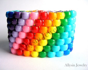 Super Rainbow Kandi Cuff, Rave, Plur Jewelry