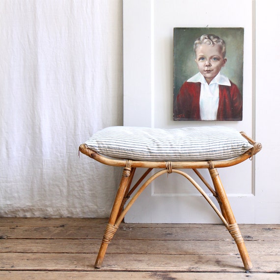 Vintage Bamboo Ottoman / Bench, Stool, Rattan