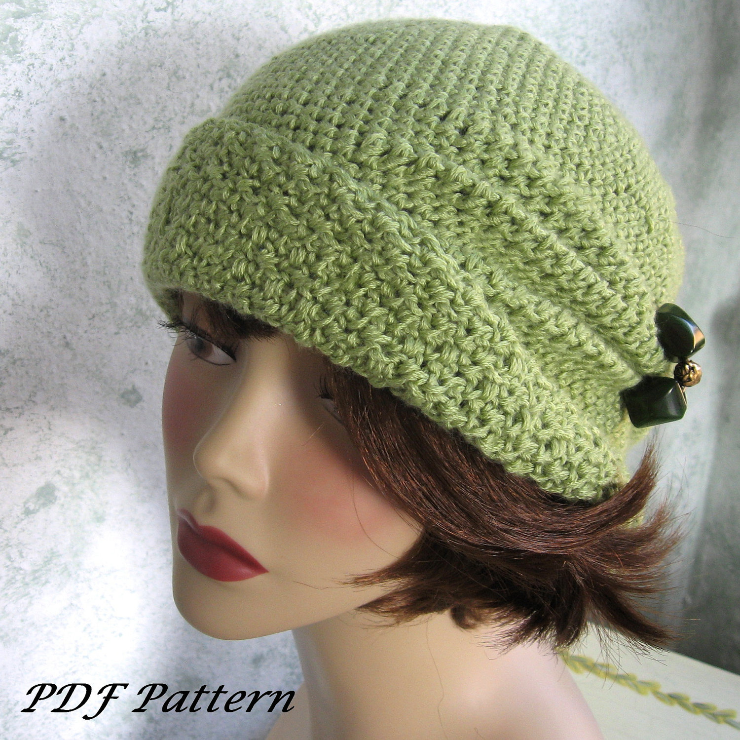 Crochet Pattern Womens FLapper Hat Cloche With Side Pinch