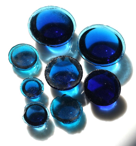 Antique Stained Glass Jewels Blue by AShadeDarker on Etsy